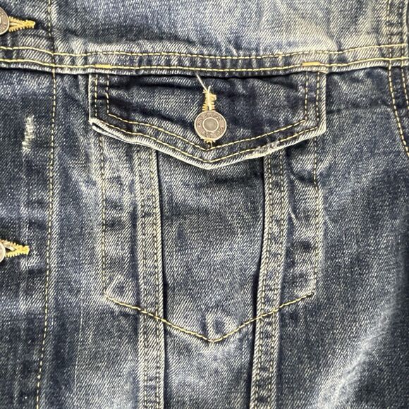 Gap 1969 Classic Denim Blue Jean Icon Button Front Women's Jacket Size L - Picture 4 of 7